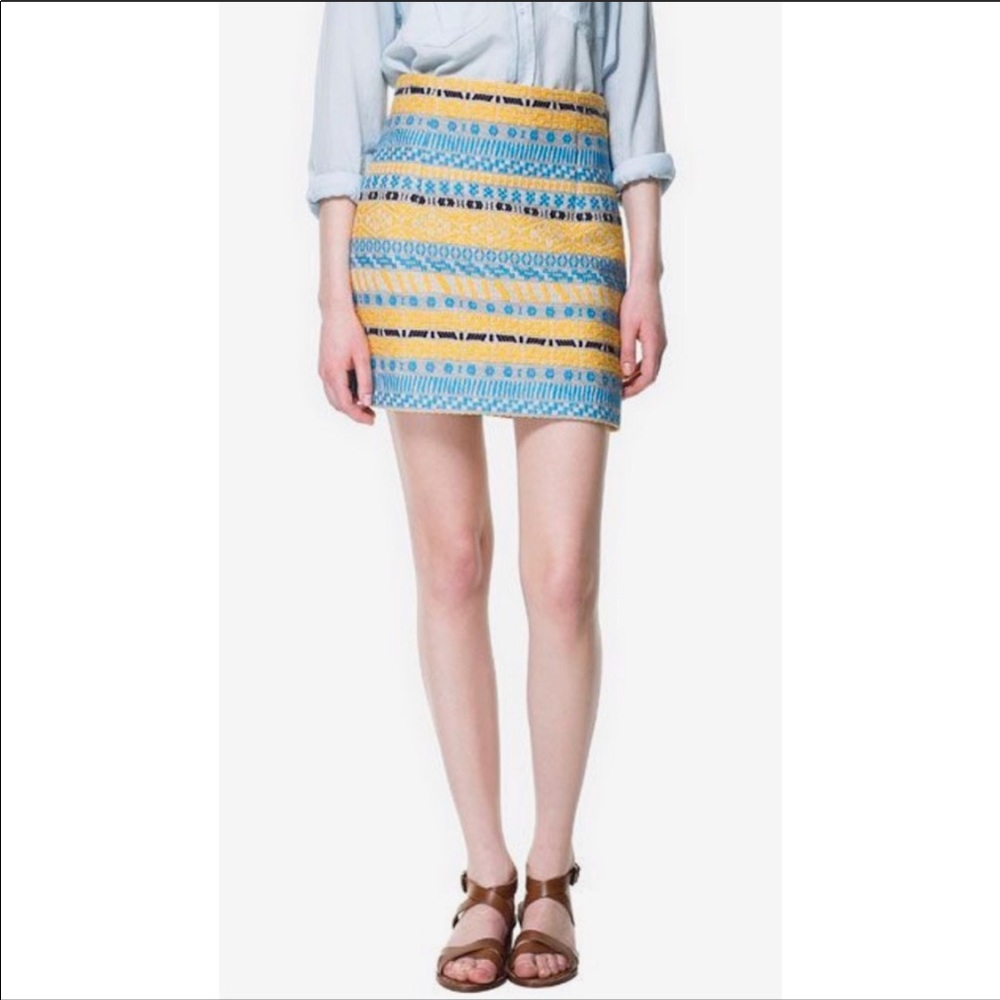 Zara Embroidered Jacquard Skirt